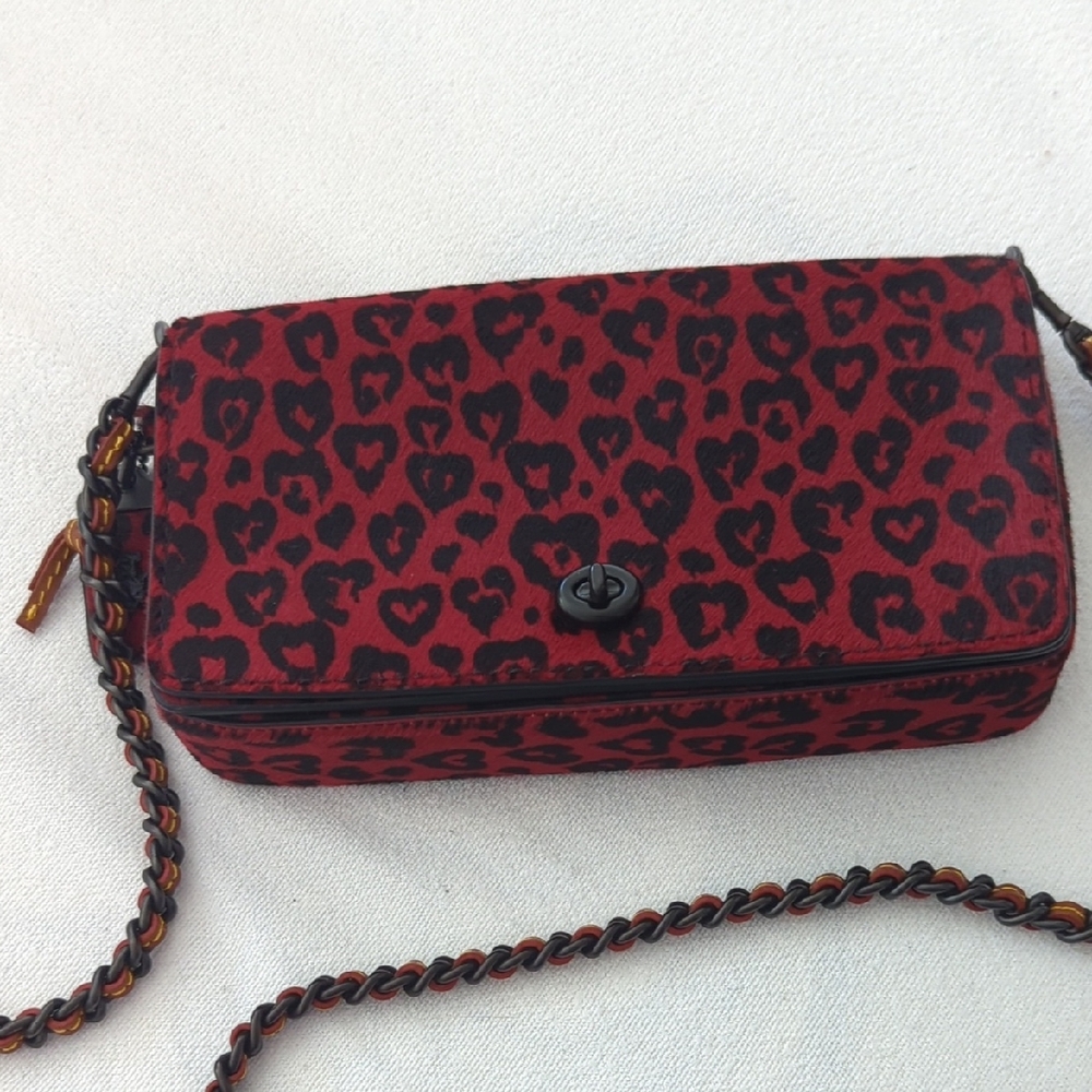 Coach Heart Print Red and Black Crossbody Bag Brand New